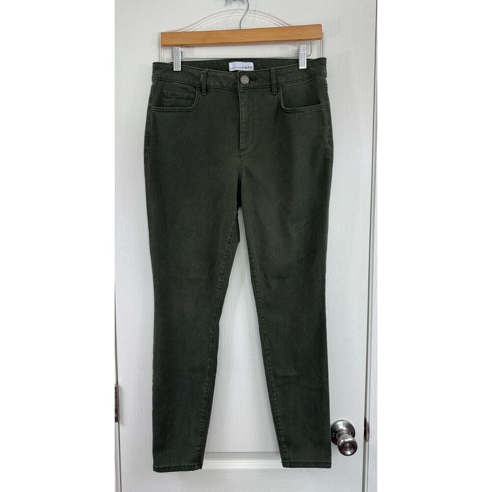 LOFT Womens Skinny Pants Size 28/6 Olive Green Stretch 5 Pocket Casual